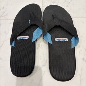 Hari Mari Men's Black and Blue Flip-Flops size 12